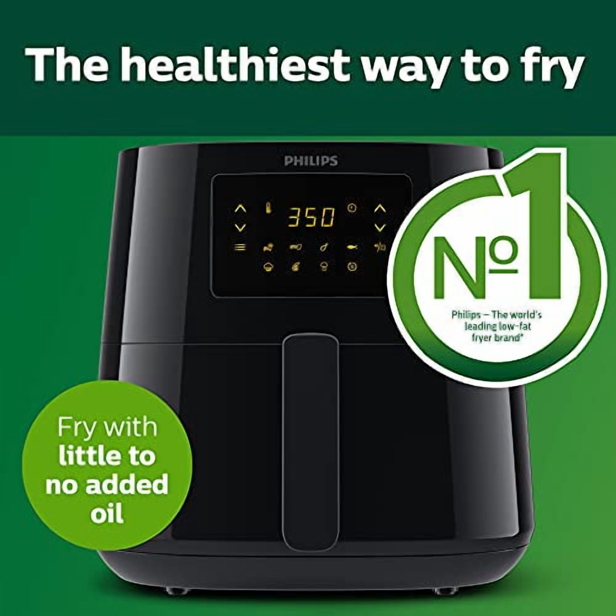Philips Essential XL 2.65lb/6.2L Capacity Digital Airfryer with Rapid Air Technology, Easy Clean Basket, Black- HD9270/91