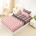 thumbnail image 5 of Castle Fairy Retro Lace Trim Stripe Twin Sheets 3pcs,Minimalism Heart Grid Bedding,Pink Black,1 Flat Sheet, 1 Fitted Sheet and 1 Pillowcase, 5 of 7