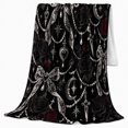 thumbnail image 2 of decorative motif Rose Moon Lace Bows Dark Romantic Black, Warm Flannel Blanket for Living Room and Bedroom, Mystical Celestial Art Scene, Celestial Art Lovers Valentine's Day Gift, 2 of 9