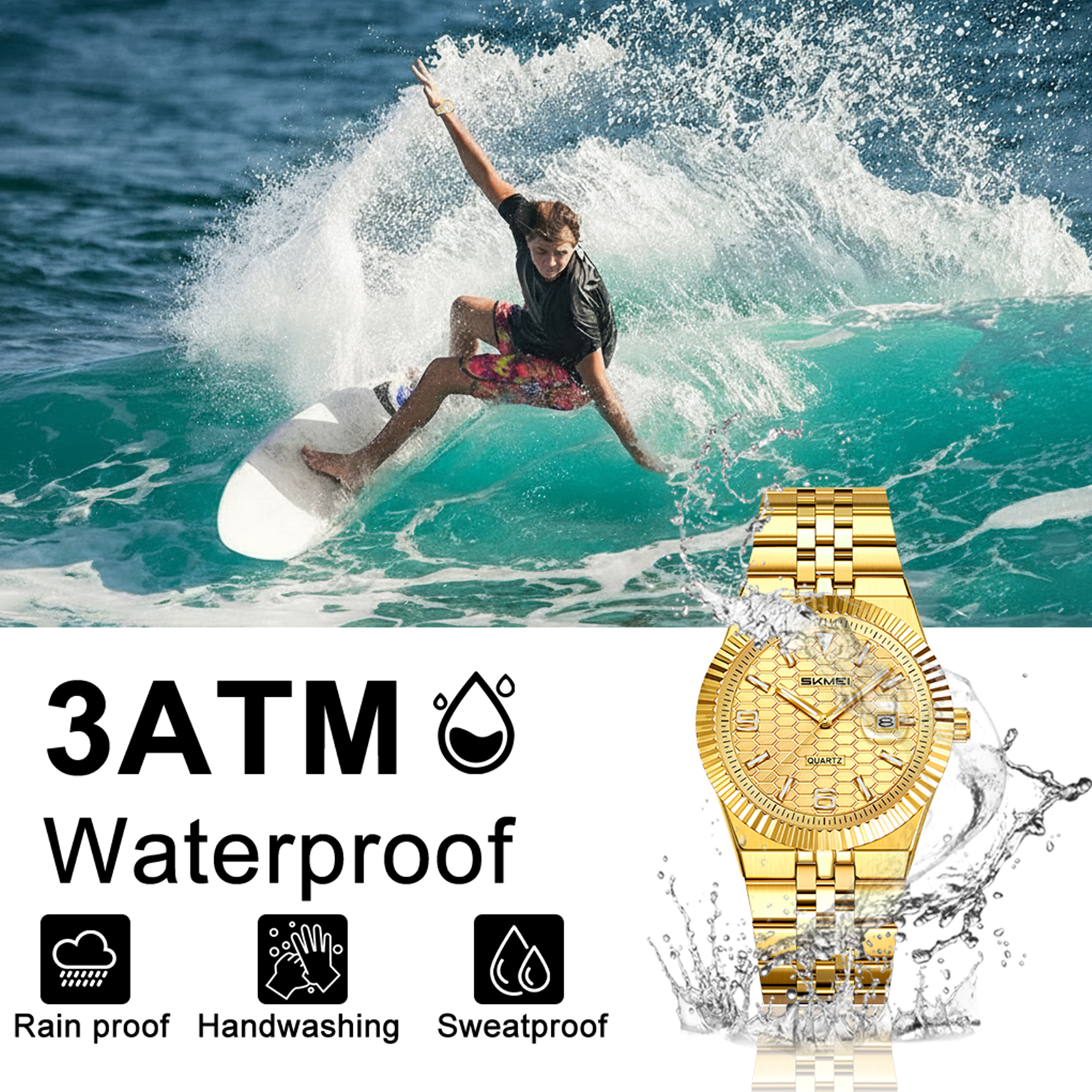 SKMEI Watch for Men Stainless Steel Waterproof Analog Quartz Mens Watches Business Date Luxury Casual Wrist Watch