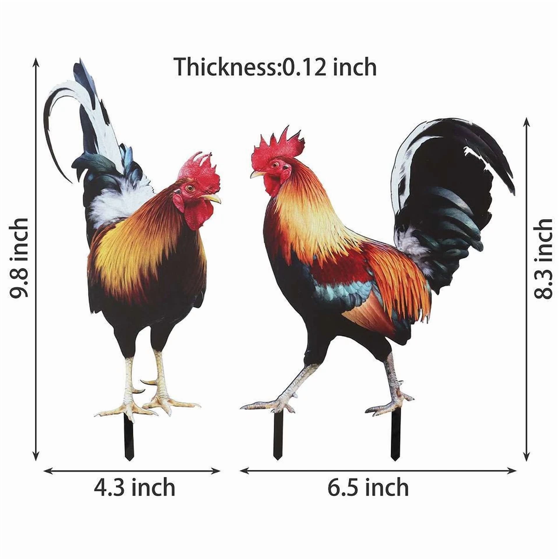 PURELY- 2Pcs Rooster Chicken Statue Outdoor Garden Decoration Yard Art Figure Sculpture