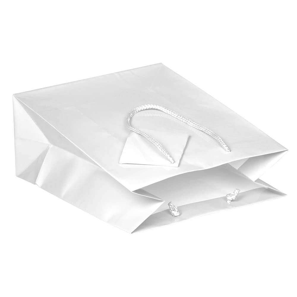 JAM Paper All Occasion Glossy Paper Gift Bag, 8 x 10 x 4, White, 1/Pack, Medium