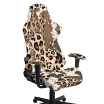 Xoenoiee Leopard Cow Print Gaming Chair Cover Stretch Slipcover with Armrest Covers, Washable Elastic Protector Universal Office Chair Seat Cover for Computer Desk Chairs Pet Proof
