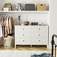 thumbnail image 4 of SUNVIVI Morden Vertical Stripes Dresser, Painted Wide Chest of Drawers,Wooden Storage Cabinet for Bedroom Living Room Sideboard, 4 of 10