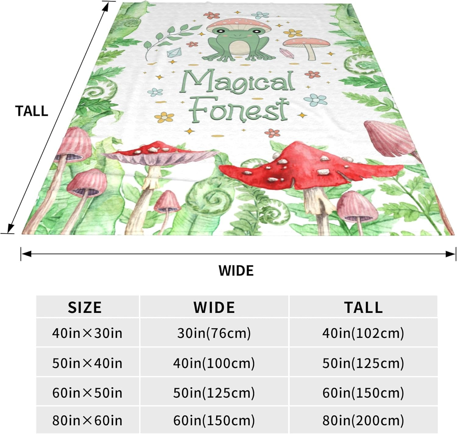 Cute Frog Mushroom Blanket Gifts for Kids Adults Soft Warm Lightweight Cozy Magical Forest Animal Green Throw Blankets for Bed Living Room Sofa Couch Birthday Esthetic Decor 60x80in