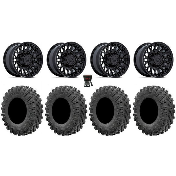 MSA Clubber 14" Wheels Black 32" MotoRavage Tires Can-Am Maverick X3 / Honda Pioneer 1000 / Talon