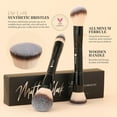 thumbnail image 5 of Makeup Brushes Duo End Foundation Contour Powder and Buffer Brush Bronzer Double Makeup Brush Set 2Pcs black, 5 of 13