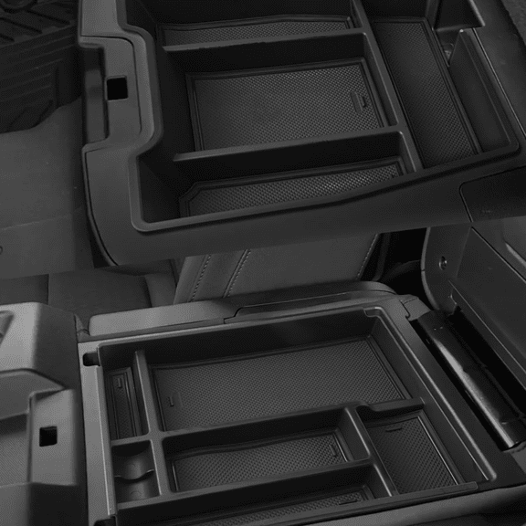 Center Console Organizer - Compatible with 2019-2026 Chevy Silverado/GMC Sierra 1500 - 2020-2026 Chevrolet Silverado/ Sierra 2500HD 3500HD - (Split-Bench Folding Seat) - 2 Pack Black