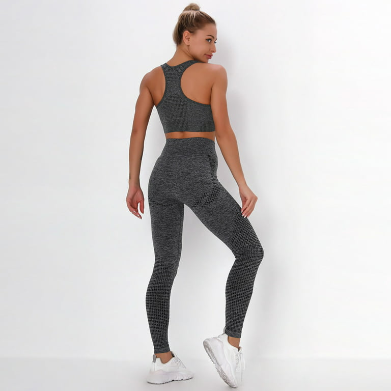 YWDJ Leggings for Women Women Pure Color Hip-lifting Sports Fitness Running  High-waist vest Yoga Suit Dark Gray M 