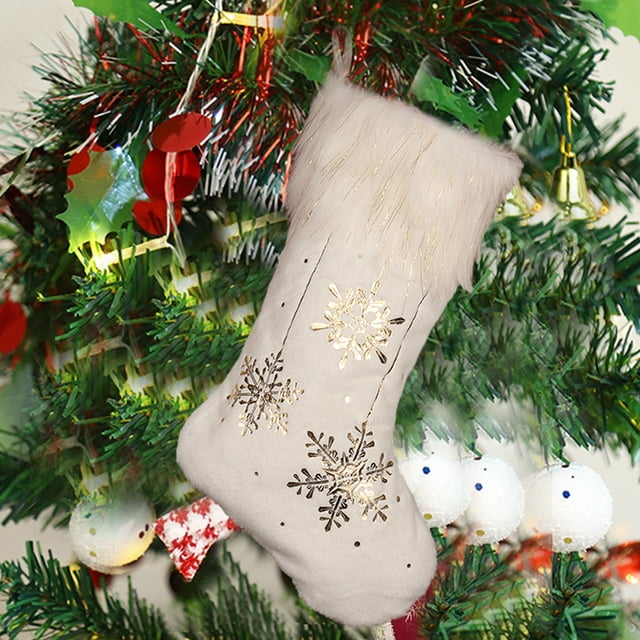 Cagogo under $5 Christmas Stocking Hanging Decor, Christmas Stockings Large Hanging Stockings 49x28cm, Festive Santa Pattern Holiday Socks, Christmas Tree Decorations, Family Personalized Gift Bags