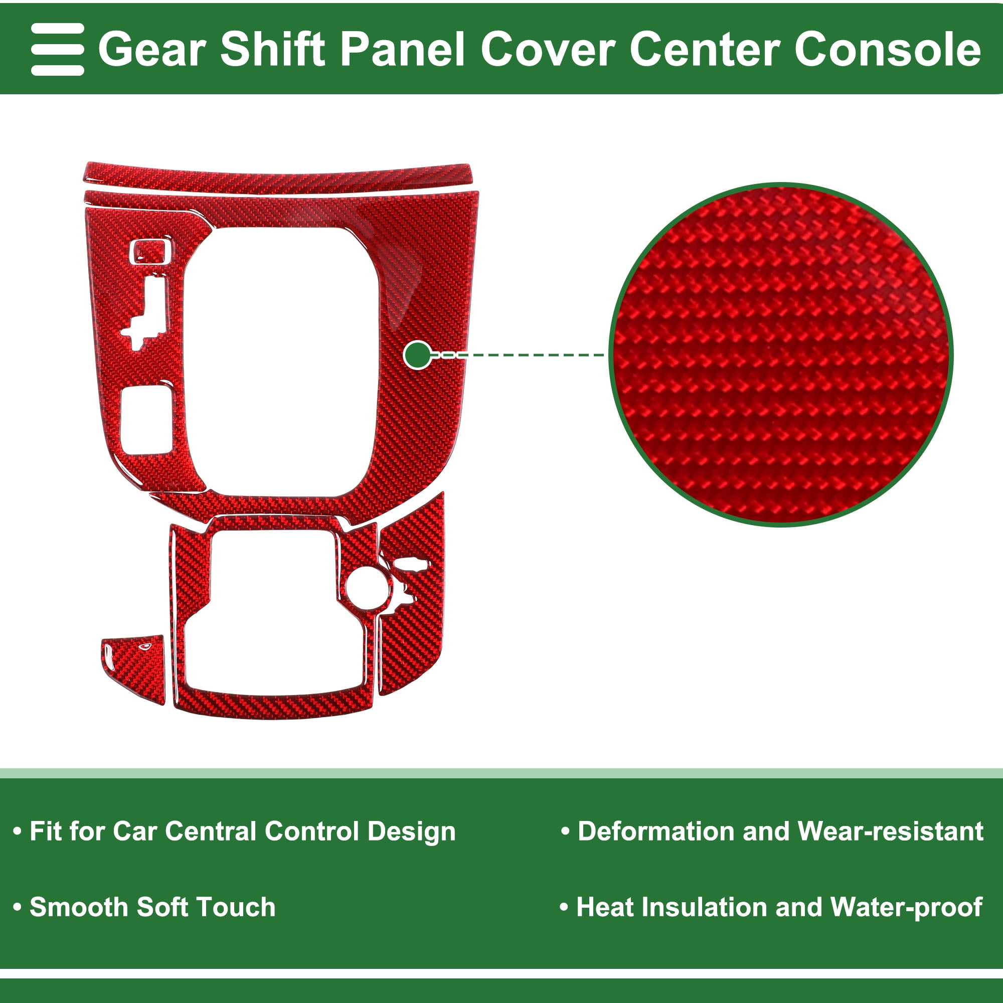 Unique Bargains Central Control Gear Shift Panel Trim Cover for Mazda CX-9 2016-2023 Gear Shift Control Anti-Scratch Panel Sticker Carbon Fiber Red Full Coverage