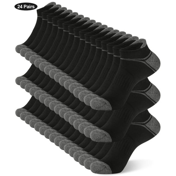 KOITHOT 24 Pairs Men Ankle Socks, Low Cut Comfortable Lightweight Running Socks for Men Size 10-13