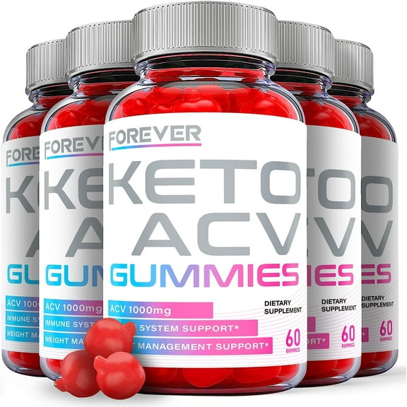 (5 Pack) Forever Keto ACV Gummies - Supplement for Weight Loss - Energy & Focus Boosting Dietary Supplements for Weight Management & Metabolism - Fat Burn - 300 Gummies