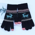 thumbnail image 3 of Oggfader Women's Winter Knitted Gloves - Touchscreen Full Finger, Warm Brushed Interior, Christmas Reindeer Pattern, Long Cuff for Outdoor Use, 3 of 4