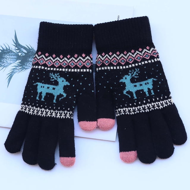 Guantes de Punto de Invierno con Dedos Completos y Mangas Largas Suaves para Mujer