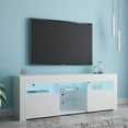thumbnail image 2 of Wulawindy White Tv Cabinet, 57 Inches With Led, Living Room Entertainment 2 Storage Cabinets And Open Shelves, 2 of 8