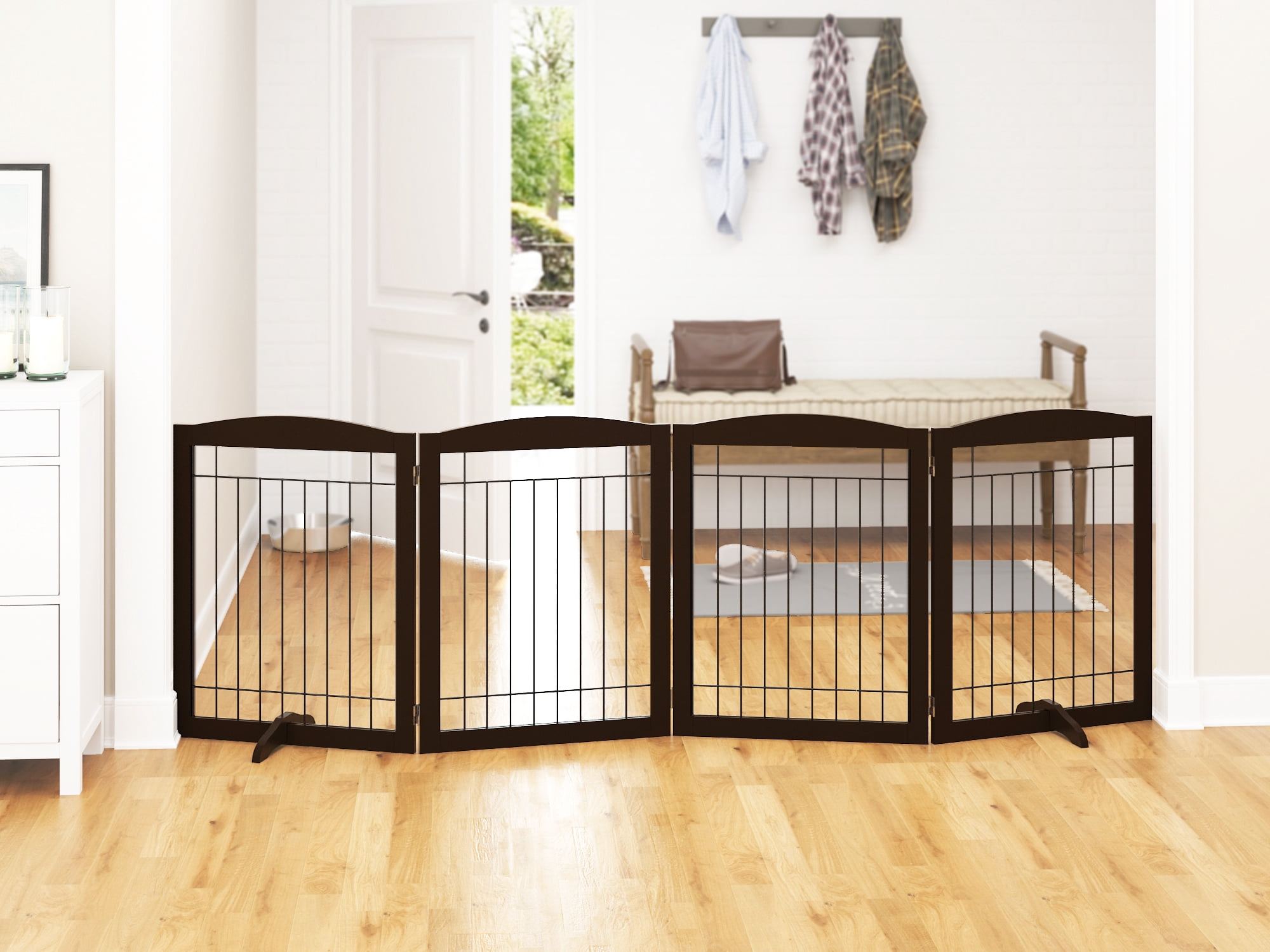 STAROUS Extra Wide Freestanding Foldable Dog Gate, 4 Panels, 96"L