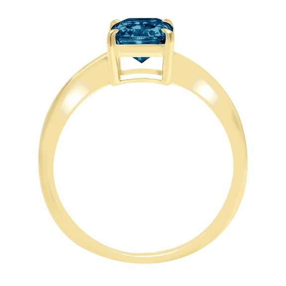 1 ct Radiant Cut Natural London Blue Topaz Solitaire Engagement Ring for Women in 18K Yellow Gold