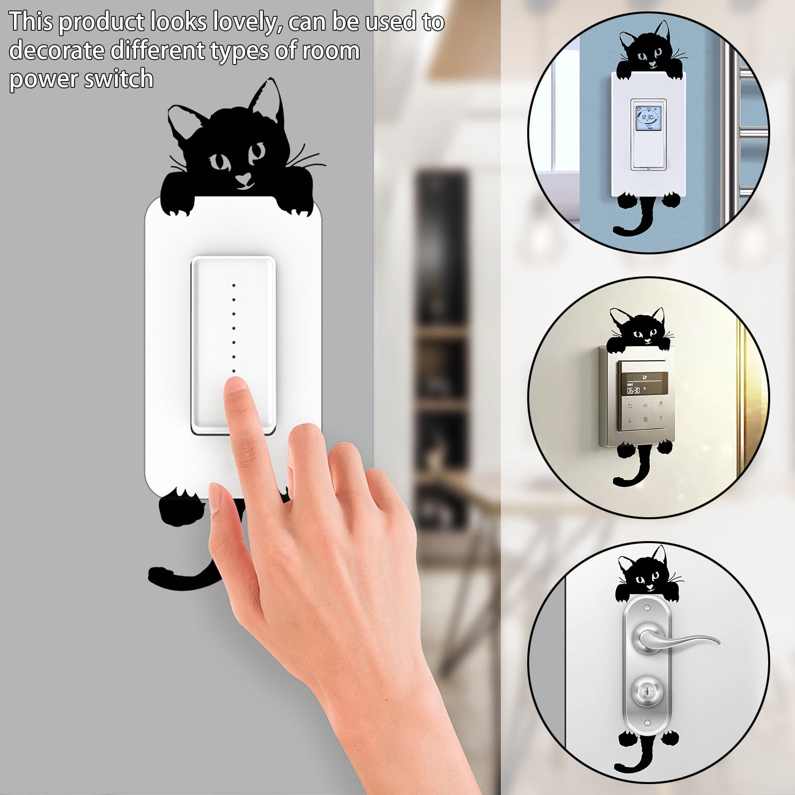 Toyfunny 10PCS Cat Wall Stickers Light Switch Decor Decals Art Mural Baby Nursery Room