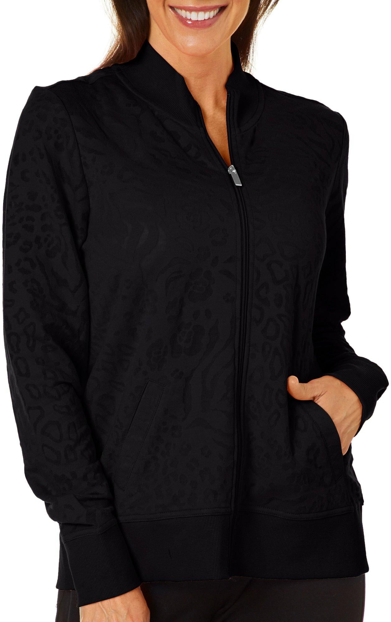 Coral Bay Energy Coral Bay Energy Womens Burnout Animal Print Zip Up
