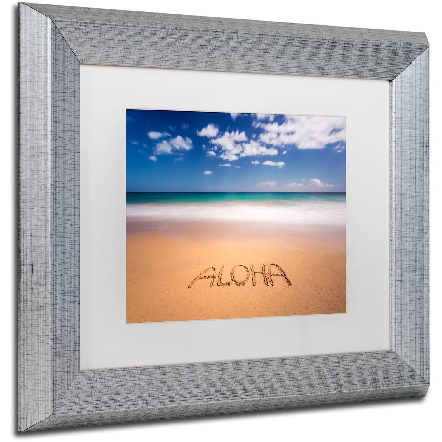 Trademark Fine Art 'Aloha' Canvas Art by Pierre Leclerc, White Matte, Silver Frame