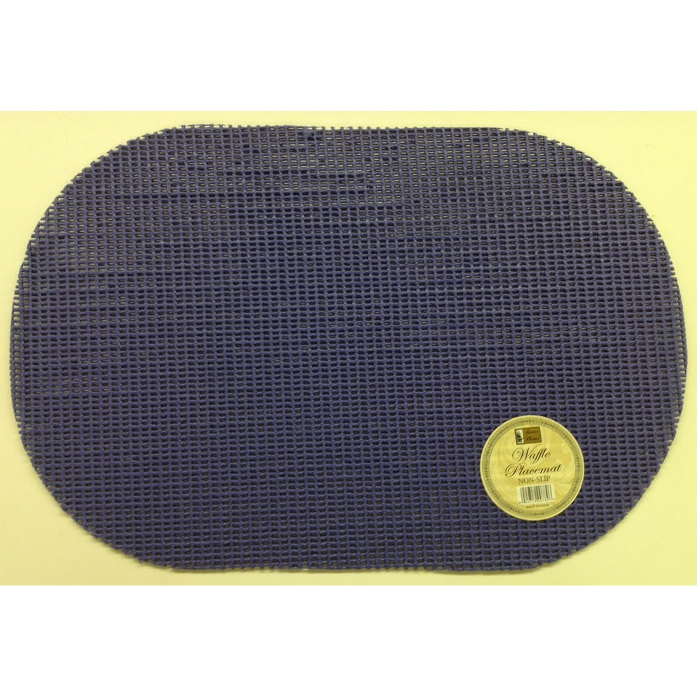 Set of 6 Waffle Weave Placemats Non Slip Oval Place Mats, Dark Blue