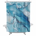 thumbnail image 2 of Marble Texture Shower Curtain for Bathroom Decor, Blue Green Shinny Modern Abstract Waterproof Fabric Shower Curtain, 72"x84" Set with 12 Hooks, 2 of 9