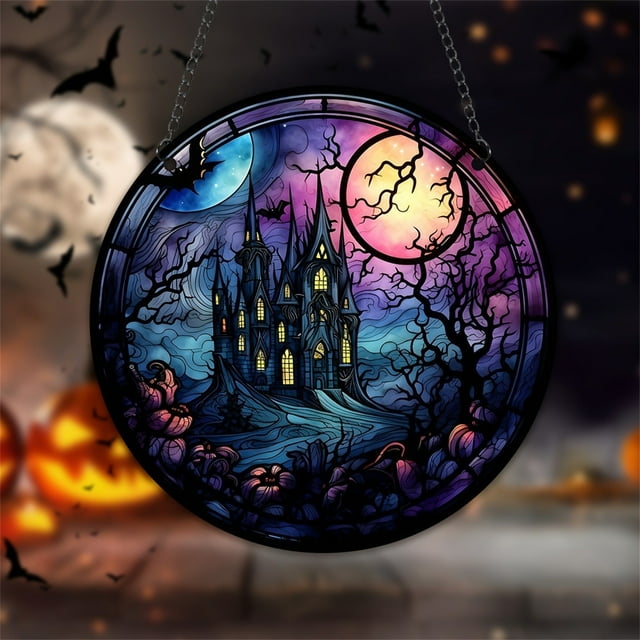 Atrapasueños con forma de castillo de Halloween para colgar en la ventana, porche, decoración del hogar, regalos para fiestas