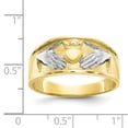 thumbnail image 3 of Primal Gold 10 Karat Yellow Gold and White Rhodium-plated Men's Claddagh Ring, 3 of 7