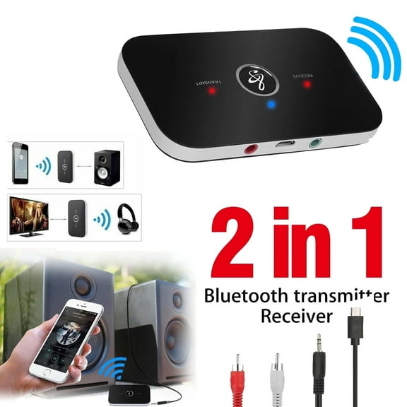 2 in 1 Wireless Bluetooth Stereo Receiver Transmitter, 5.12 x 2.76 x 1.38 In, 0.23 lb