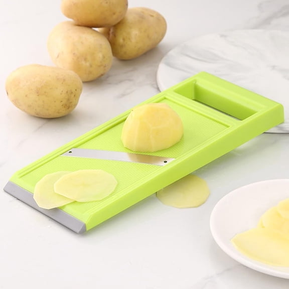 1x Stainless Steel Blade Mandolin Slicer,Mandoline Food Slicer,Upgrade Handheld Vegetable Food Chopper,Portable Vegetable Slicer,Potato Carrot Food Slicers,Dish Washer Safe,Quick Slice,Green,11x4.2"