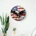 thumbnail image 4 of 12 Inch Wall Clock Battery Operated Silent Clock Decorative for Office, Kitchen, Outdoor, Living Room，Bald Eagle Superimposed Over UsaFlag Lovely Pattern, 4 of 4
