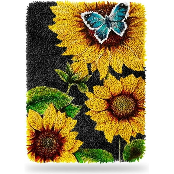 ShowNiceArt Latch Hook Rug Kits for Adults, Sunflower | DIY Crochet Yarn Rugs Pattern Design for Kids Adults and Beginners 20 x 15in