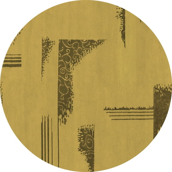 Ahgly Company Indoor Round Abstract Brown Modern Area Rugs, 7' Round