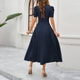 thumbnail image 4 of Youmylove Womens Summer Dresses 2025 Women's Short Sleeve Dress High Waist V Neck Puff Sleeve Dresses Wedding Guest Formal Evening Maxi Dress A-Line Tiered Sundress, 4 of 7