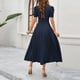 thumbnail image 4 of Vestido largo de manga corta para mujer: vestido de invitada de boda con cuello en V y mangas abullonadas, vestido de noche formal de cintura alta, tallas S-XL, 4 of 7