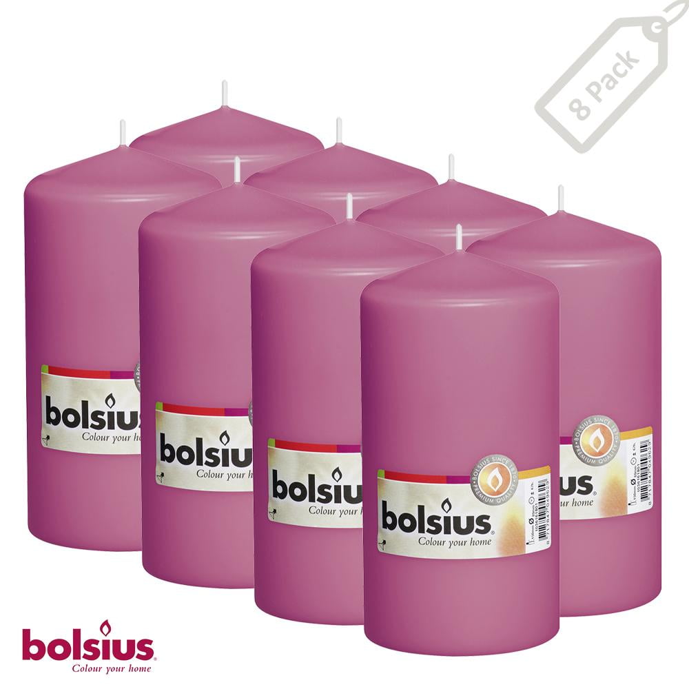 BOLSIUS Pink 3" x 6" Pillar Candles Unscented Dripless Set of 8