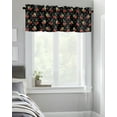 thumbnail image 4 of Kitchen Cafe Valance Curtain for Small Windows,Abstract Cherry Fruit and Leaves Rod Pocket Valances White Dot on Black Retro Texture Window Treatment Panel for Living Room/Bedroom/Bathroom,42x12in, 4 of 9