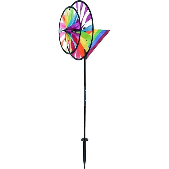 In the Breeze 2613 — 13-inch Fiesta Double Spinner with Wind Sail — Colorful Pivoting Wind Spinner for Yards and Gardens