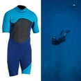 thumbnail image 4 of Traje de neopreno corto para hombre Traje de buceo Cremallera trasera para buceo Snorkel Surf 2 mm Azul XL azul Cola trajes de neopreno para hombre, 4 of 7