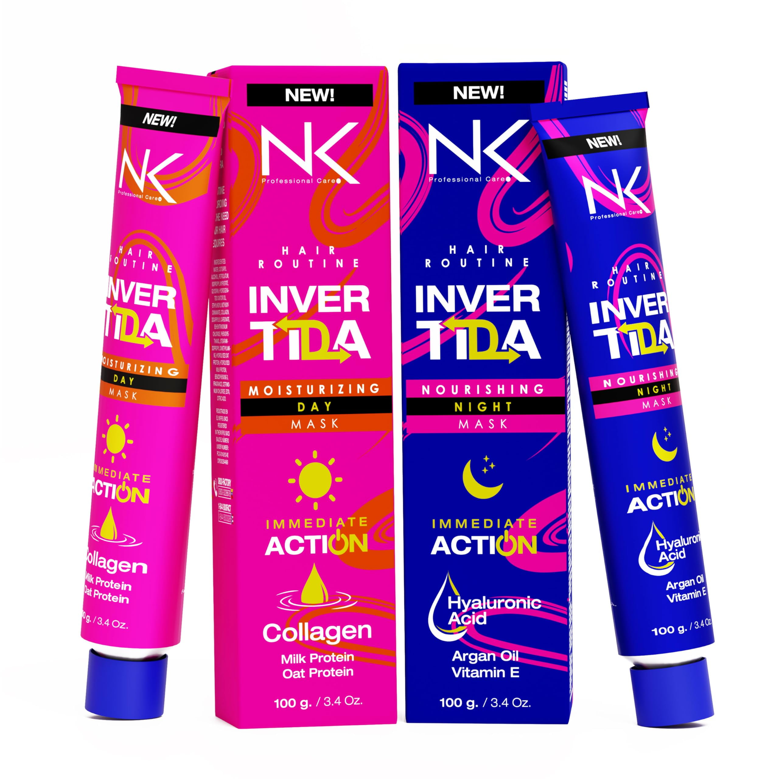 NK Complete Hair Straightening Treatment, Kit Steps 1,2,3,4,5. Hair Surgery with keratin, post-treatment, shampoo Step 3 , Hair Mask Collagen & hyaluronic acid and Styling Argan Oil.