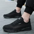 PEASKJP Mens Shoes Men Breathable Soft Sole Non Slip Relaxed Fit Sneaker Gym Tennis Shoes Black