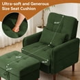 thumbnail image 2 of DREAMSIDEA Accent Chair with Storage Ottoman, Adjustable Backrest Lounge Chair with Footrest, Corduroy Reading Chair with Pillow and Side Pockets for Living Room & Bedroom-Green, 2 of 6