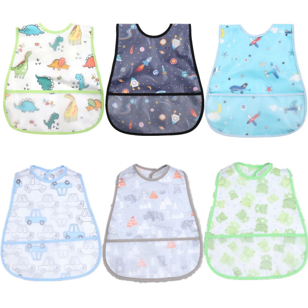 Baby Bibs Toddler Bib for Boys Girls 6 Pack Feeding Bib with Crumb