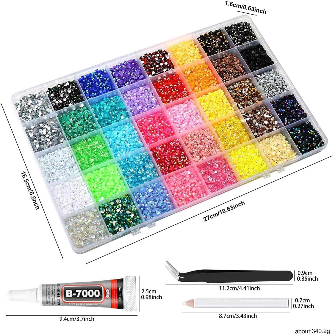 Bedazzler Kit with Rhinestones for Bedazzling, 3mm 40000 Pcs Flatback Gems for Crafting, Bedazzling Kit with 3Pcs B7000 Glue for Clothing Shoes Nail Book Diamond Art Bedazzled Kits