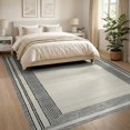thumbnail image 2 of ODIKA 8'x10' Washable Area Rug Durable, Non-Slip Under Doormat Vintage Farmhouse Pinstripe Welcome Entryway Layering for Living Room, Sectional, Family, 2 of 6