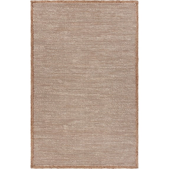 LR Home Natalie Pria Tan/Off-White Grid Transitional Jute Blend Area Rug, 5' x 7'9"