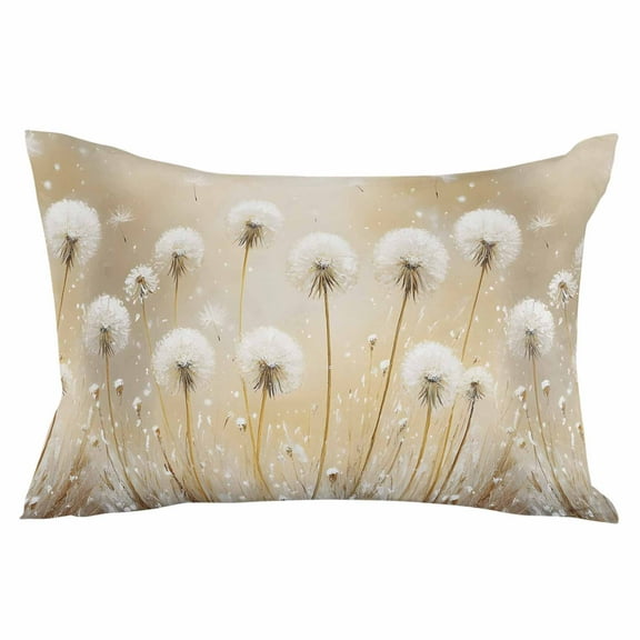 Rustic Dandelion Throw Pillow Cover 24 x 36 Inch Decorative Pillow Cover Farmhouse Botanical White Floral Lumbar Pillowcase Seasonal Rectangle Cushion Case for Couch Sofa Bed Living Room