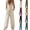 Khaki, variant on POIUYTR Women's Cotton Linen Jumpsuits Summer V Neck Button Sleeveless Romper Casual Loose One-Piece Trousers