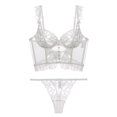 thumbnail image 5 of Conjunto de ropa interior de sujetador con encaje bordado en la espalda, hermoso corsé sexy europeo y americano para mujer, ultrafino, con anillo de acero fruncido, 5 of 5